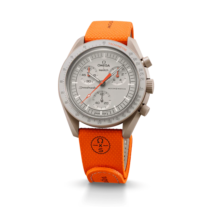 MOONSWATCH LARANJA/BORRACHA AREIA