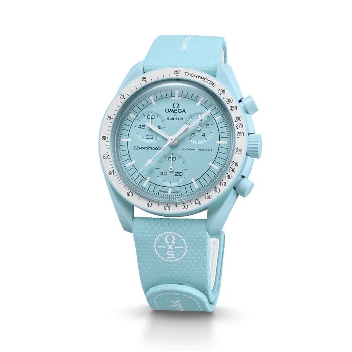MOONSWATCH BORRACHA AZUL CLARO/BRANCA