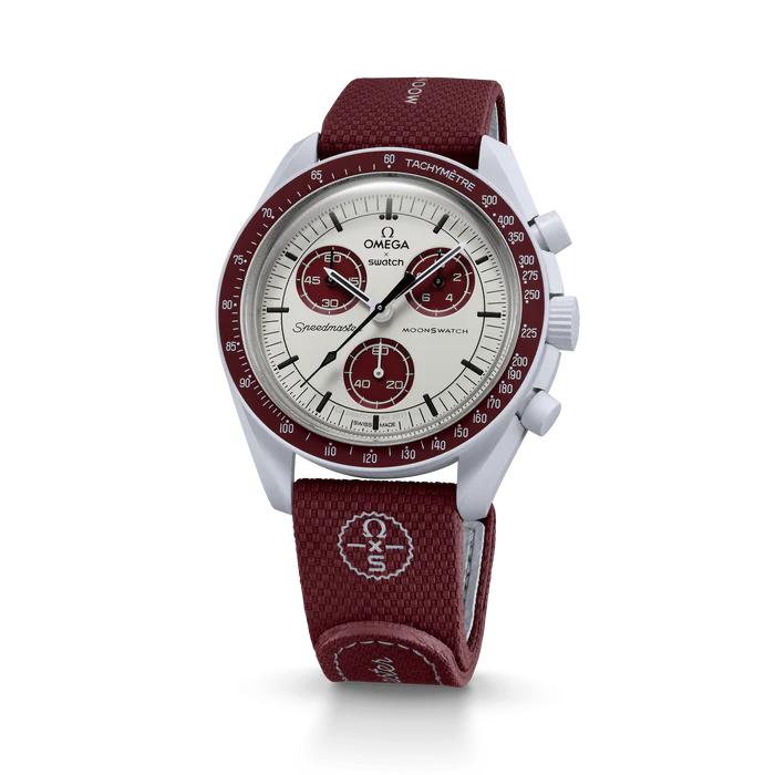 MOONSWATCH BORDEAUX/CINZA CLARO BORRACHA