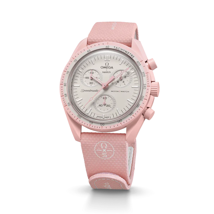 MOONSWATCH BORRACHA ROSA/BRANCA