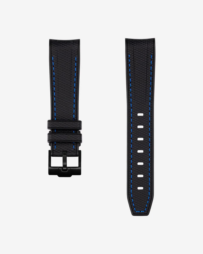 Pulseira de borracha curva premium - pontos pretos e azuis