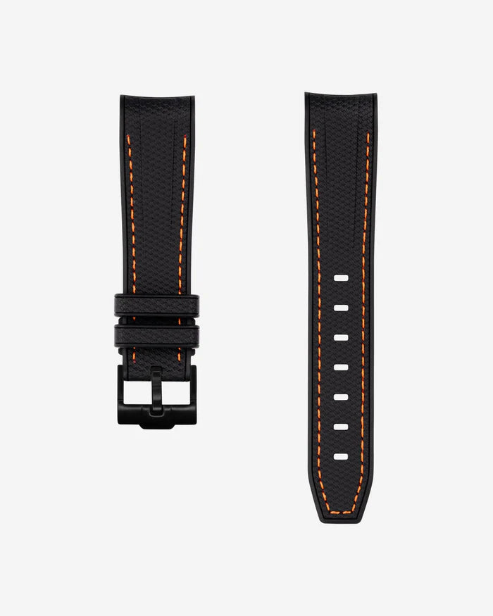 Pulseira de borracha curva premium - pontos pretos e laranja