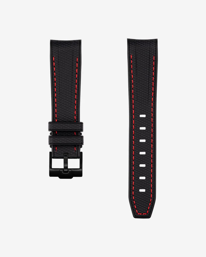 Pulseira de borracha curva premium - pontos pretos e vermelhos