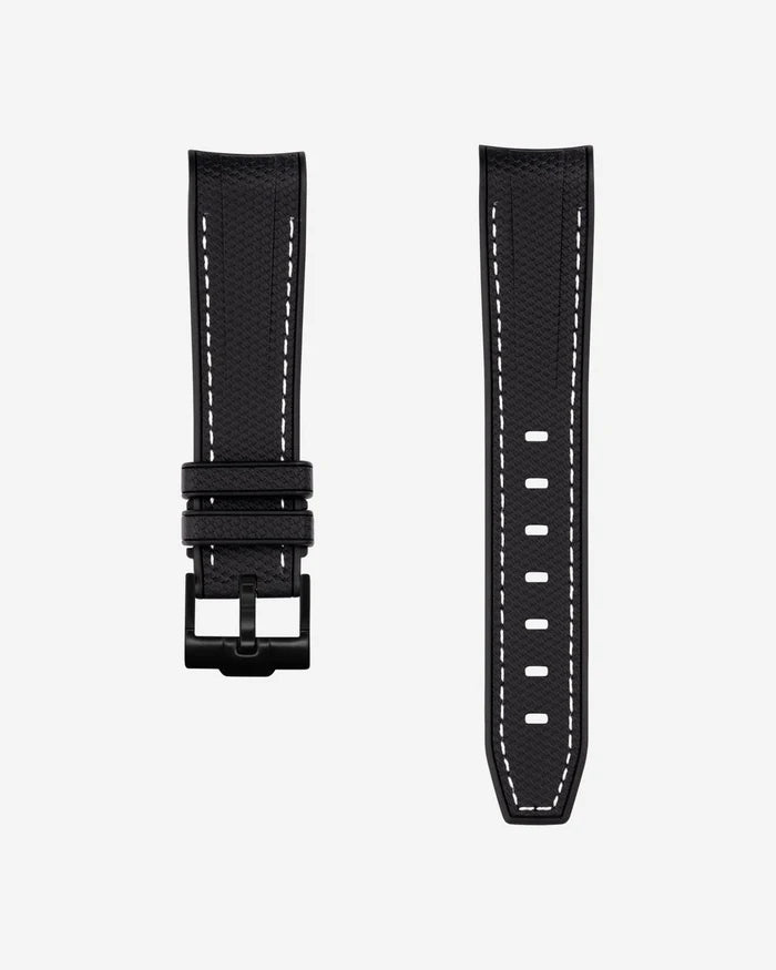 Pulseira de borracha curva premium - pontos pretos e brancos