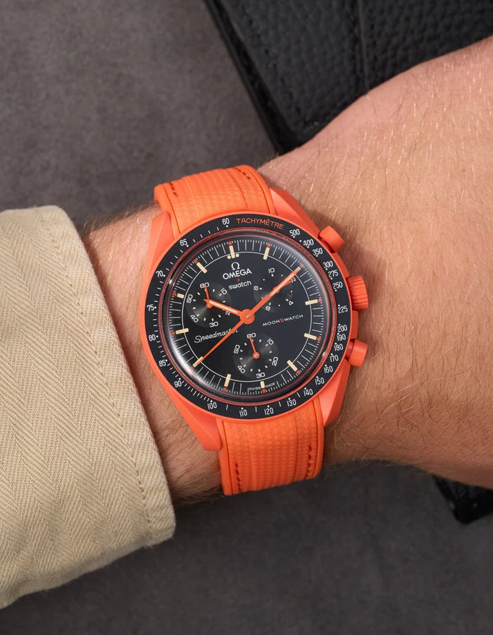 Pulseira de borracha curva premium - Lava Orange
