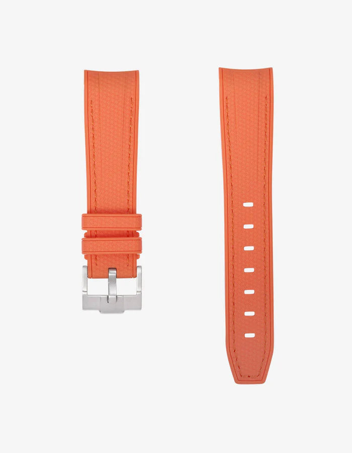 Pulseira de borracha curva premium - Lava Orange
