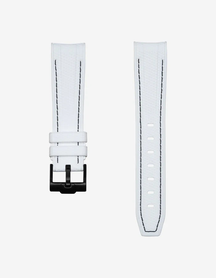 Pulseira de borracha curva premium - pontos brancos e pretos