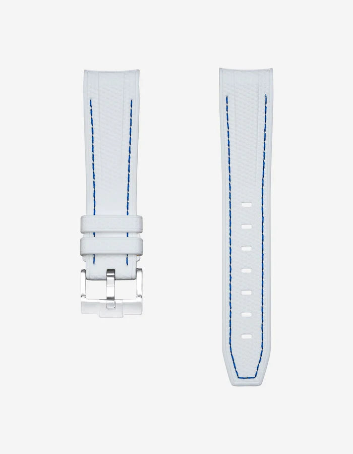 Pulseira de borracha curva premium - pontos brancos e azuis