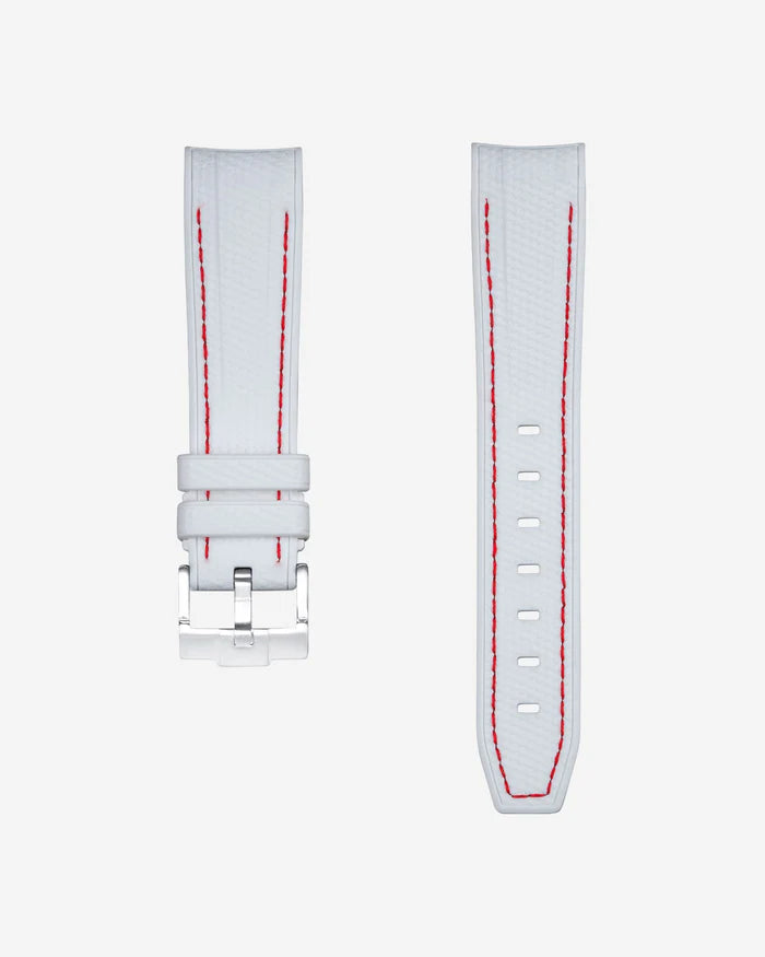 Pulseira de borracha curva premium - pontos brancos e vermelhos