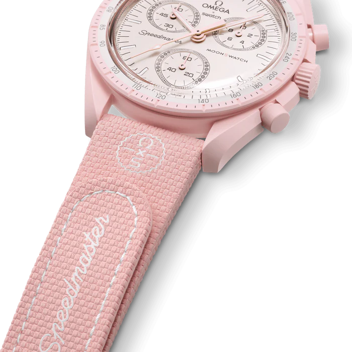 MOONSWATCH BORRACHA ROSA/BRANCA