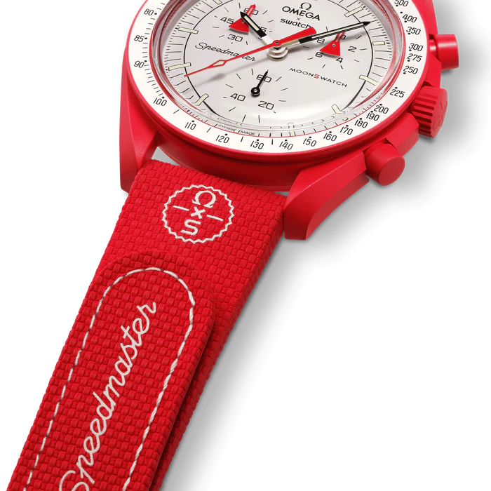 MOONSWATCH BORRACHA VERMELHA/BRANCA