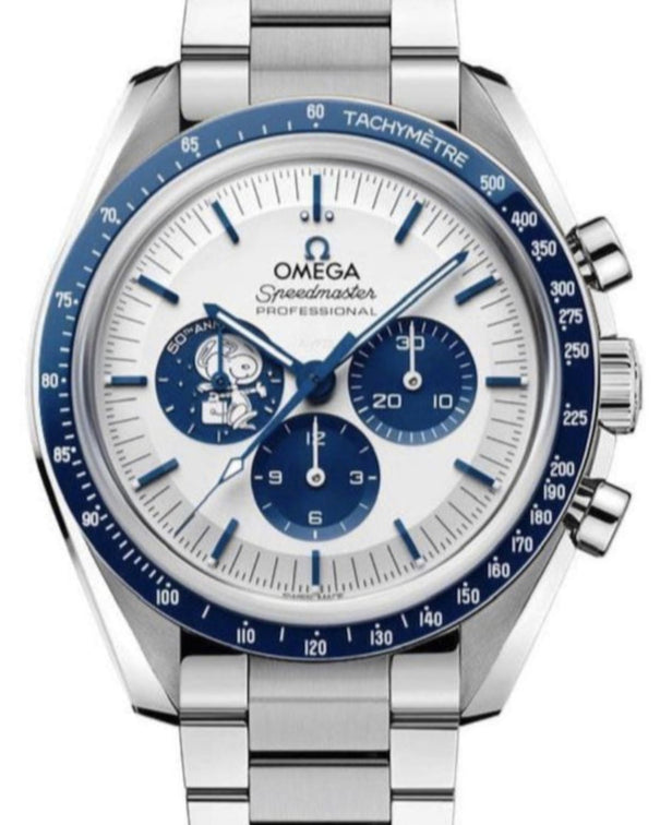 Ômega Speedmaster Silver Snoopy Pulseira de Aço Inoxidável